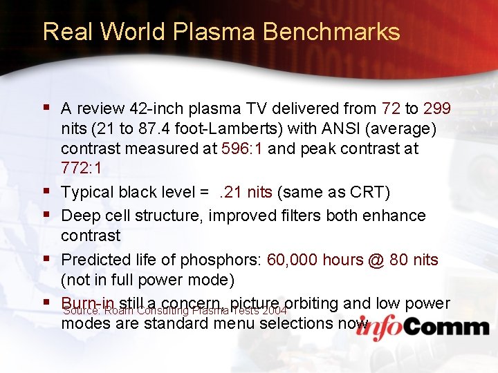 Real World Plasma Benchmarks § A review 42 -inch plasma TV delivered from 72