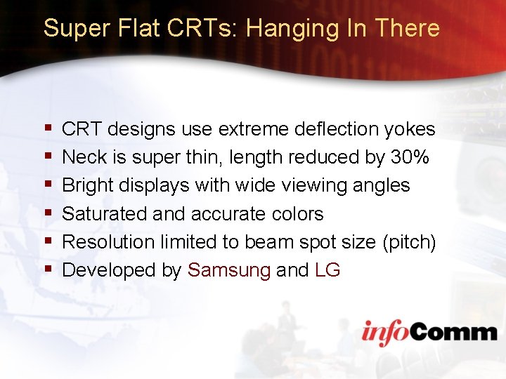 Super Flat CRTs: Hanging In There § § § CRT designs use extreme deflection