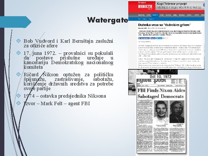 Watergate afera Bob Vudvord i Karl Bernštajn zaslužni za otkriće afere 17. juna 1972. Watergate afera Bob Vudvord i Karl Bernštajn zaslužni za otkriće afere 17. juna 1972.