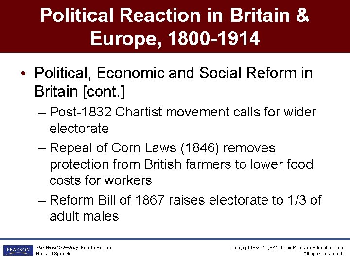 Political Reaction in Britain & Europe, 1800 -1914 • Political, Economic and Social Reform Political Reaction in Britain & Europe, 1800 -1914 • Political, Economic and Social Reform