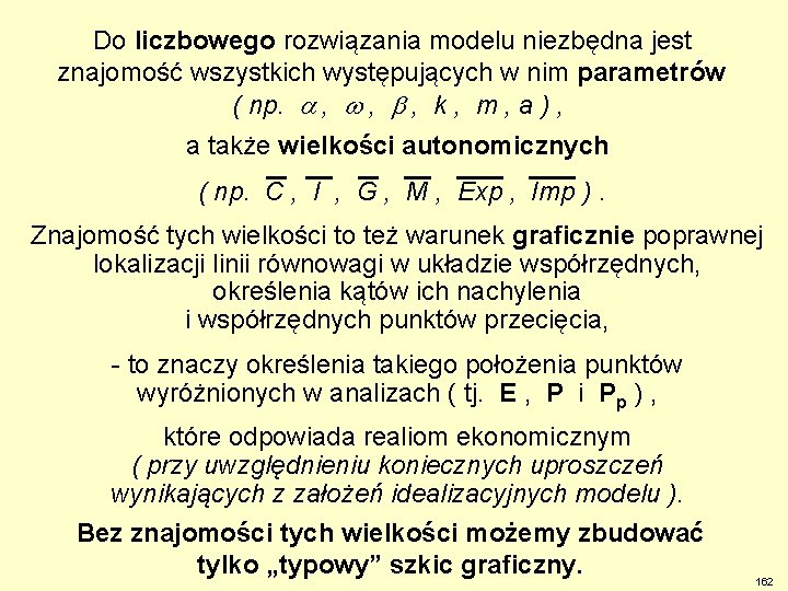 Do liczbowego rozwiązania modelu niezbędna jest znajomość wszystkich występujących w nim parametrów ( np.