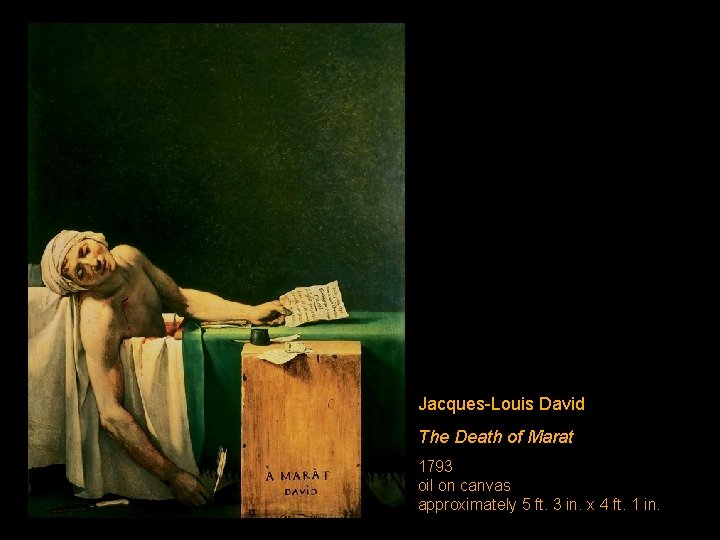 Jacques-Louis David The Death of Marat 1793 oil on canvas approximately 5 ft. 3