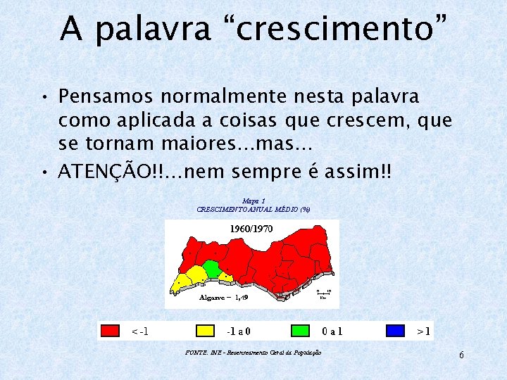 A palavra “crescimento” • Pensamos normalmente nesta palavra como aplicada a coisas que crescem,