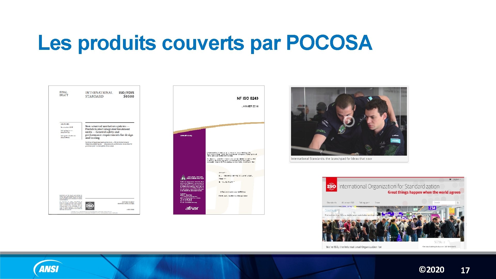 Les produits couverts par POCOSA Other Works ISO Publications National Adoptions © 2020 17