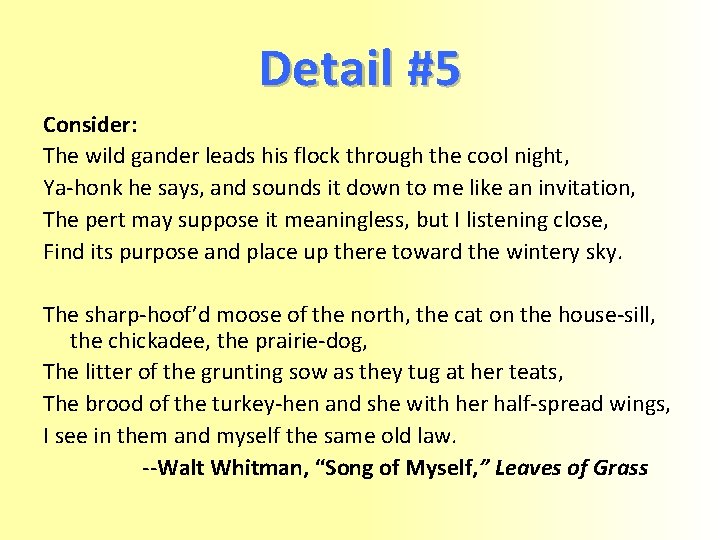 Detail #5 Consider: The wild gander leads his flock through the cool night, Ya-honk