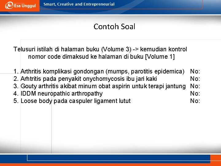 Contoh Soal Telusuri istilah di halaman buku (Volume 3) -> kemudian kontrol nomor code