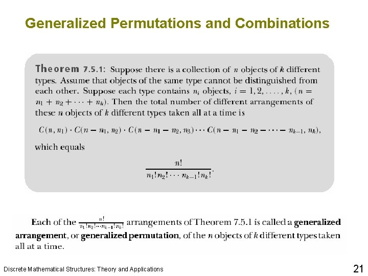 Generalized Permutations and Combinations Discrete Mathematical Structures: Theory and Applications 21 