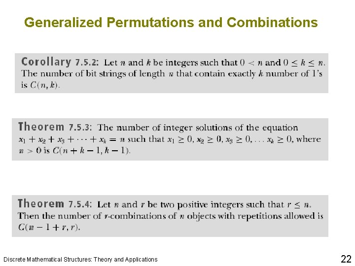 Generalized Permutations and Combinations Discrete Mathematical Structures: Theory and Applications 22 