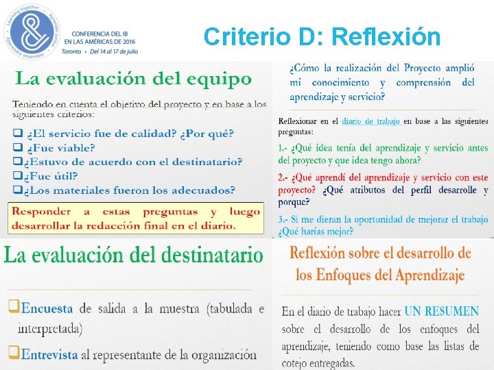 Criterio D: Reflexión Criterio D: Reflexión