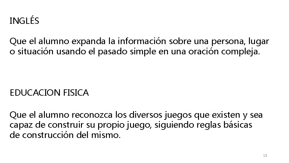 INGLÉS Que el alumno expanda la información sobre una persona, lugar o situación usando