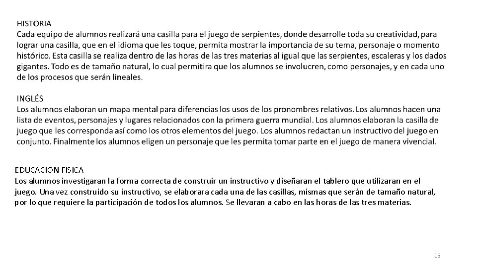 EDUCACION FISICA Los alumnos investigaran la forma correcta de construir un instructivo y diseñaran