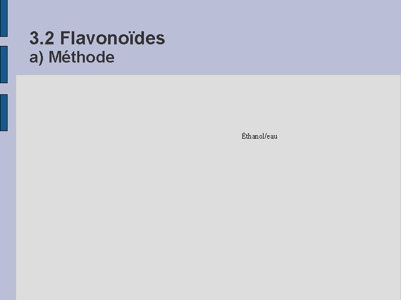 3. 2 Flavonoïdes a) Méthode Éthanol/eau 