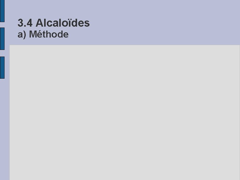 3. 4 Alcaloïdes a) Méthode 