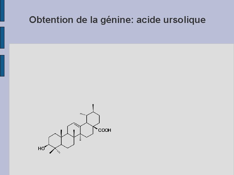 Obtention de la génine: acide ursolique 