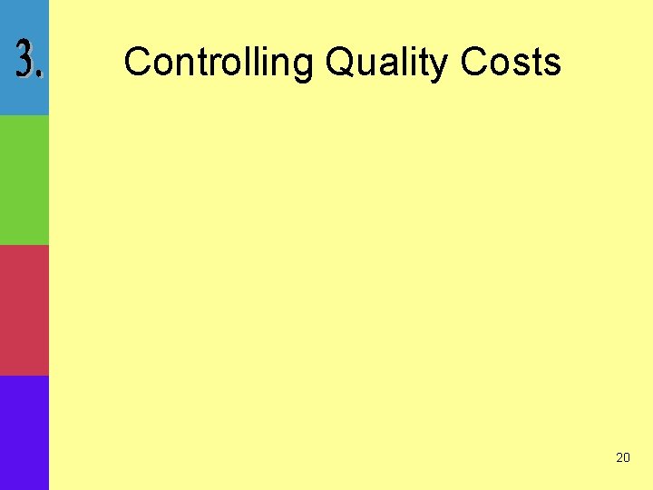 Controlling Quality Costs 20 
