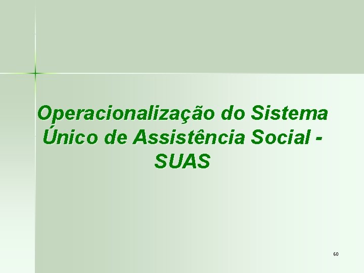 Operacionalização do Sistema Único de Assistência Social SUAS 60 