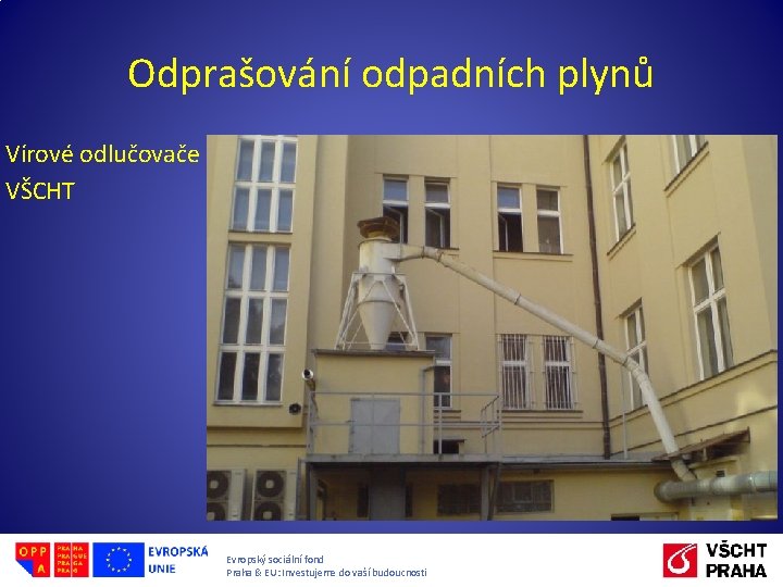 Odprašování odpadních plynů Vírové odlučovače VŠCHT Evropský sociální fond Praha & EU: Investujeme do