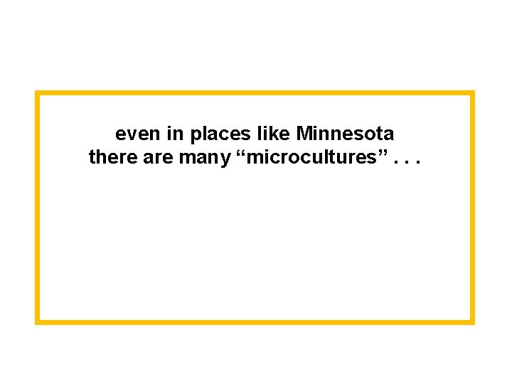 even in places like Minnesota there are many “microcultures”. . . for e. g.