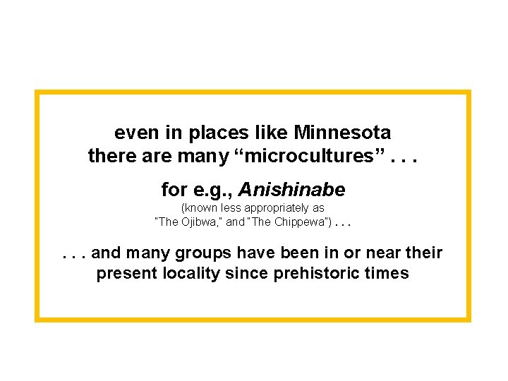 even in places like Minnesota there are many “microcultures”. . . for e. g.