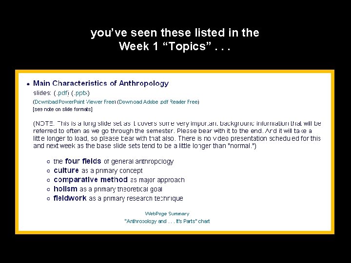 you’ve seen these listed in the Week 1 “Topics”. . . 