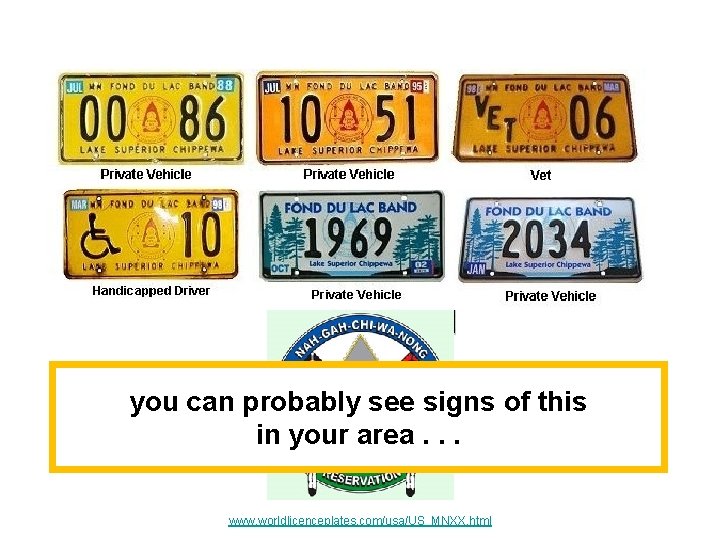 you can probably see signs of this in your area. . . www. worldlicenceplates.