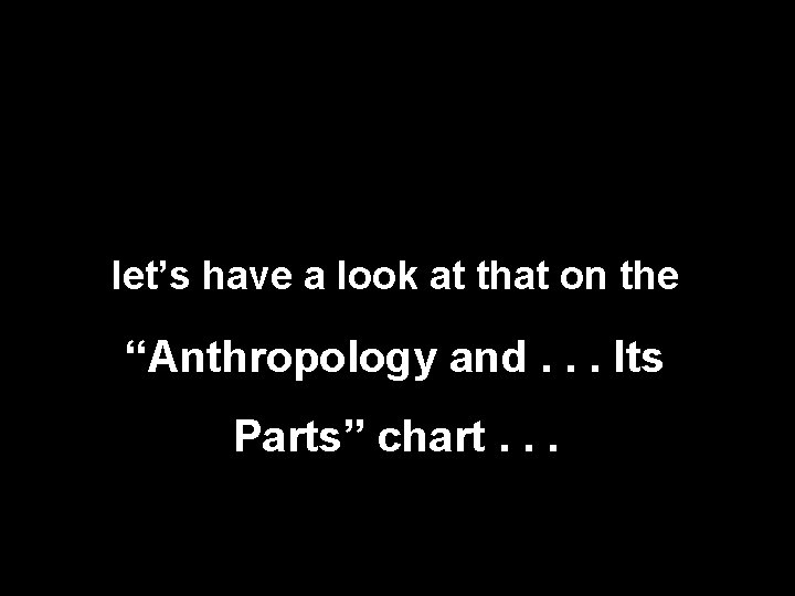 let’s have a look at that on the “Anthropology and. . . Its Parts”