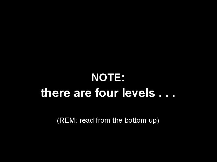 NOTE: there are four levels. . . (REM: read from the bottom up) 