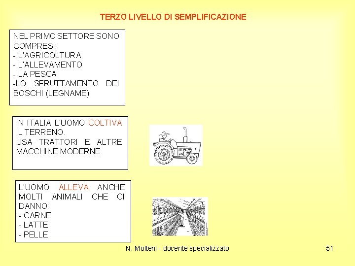 TERZO LIVELLO DI SEMPLIFICAZIONE NEL PRIMO SETTORE SONO COMPRESI: - L’AGRICOLTURA - L’ALLEVAMENTO -