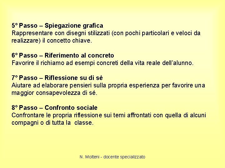 5° Passo – Spiegazione grafica Rappresentare con disegni stilizzati (con pochi particolari e veloci