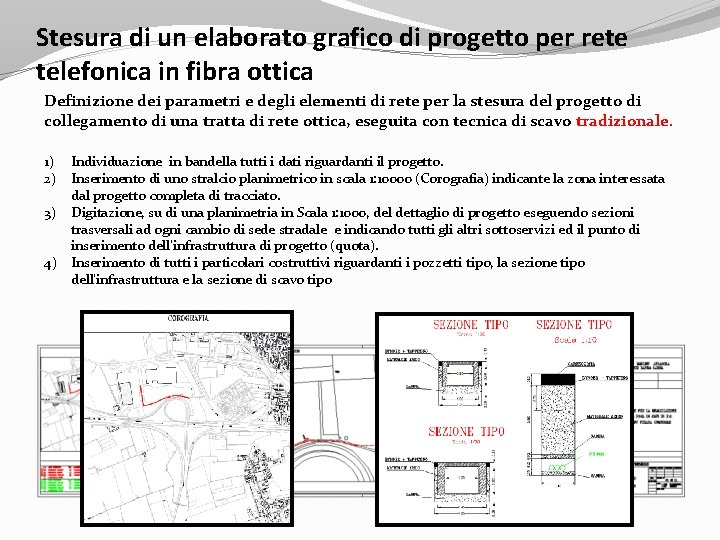 Stesura di un elaborato grafico di progetto per rete telefonica in fibra ottica Definizione