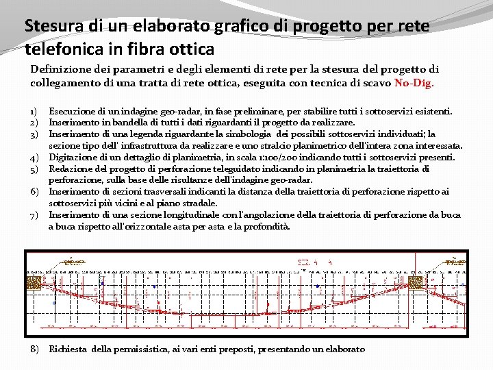 Stesura di un elaborato grafico di progetto per rete telefonica in fibra ottica Definizione