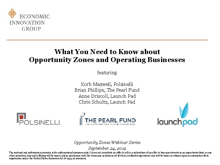 What You Need to Know about Opportunity Zones and Operating Businesses featuring Korb Maxwell,
