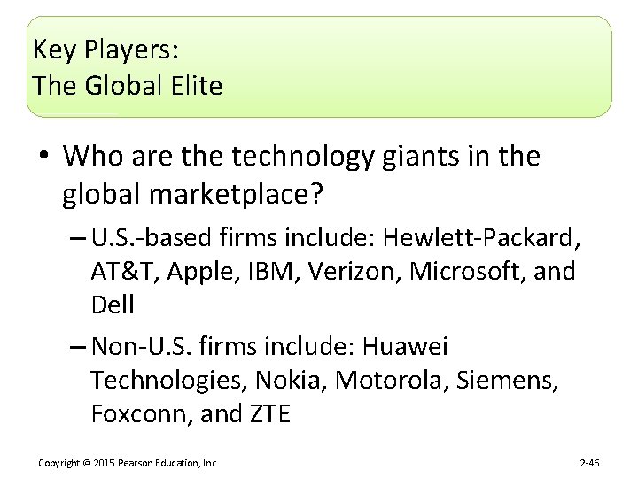 Key Players: The Global Elite • Who are the technology giants in the global