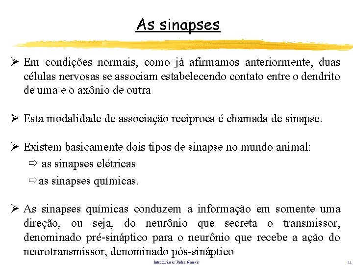 As sinapses Ø Em condições normais, como já afirmamos anteriormente, duas células nervosas se As sinapses Ø Em condições normais, como já afirmamos anteriormente, duas células nervosas se