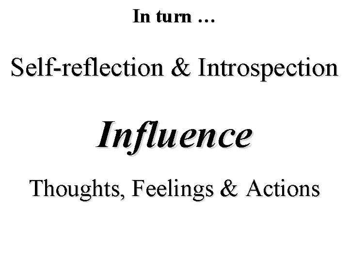 In turn … Self-reflection & Introspection Influence Thoughts, Feelings & Actions 