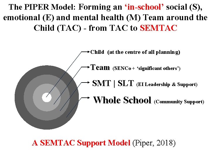 The PIPER Model: Forming an ‘in-school’ social (S), ‘in-school’ emotional (E) and mental health