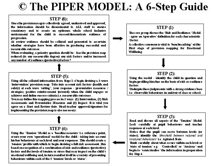 © The PIPER MODEL: A 6 -Step Guide STEP (6): Once the provision map