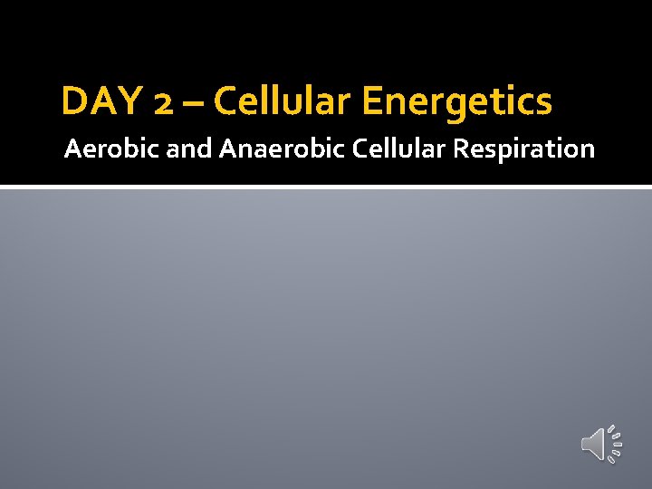 DAY 2 – Cellular Energetics Aerobic and Anaerobic Cellular Respiration 