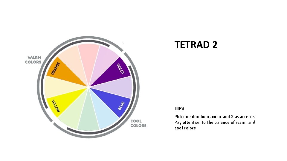 TETRAD 2 TIPS Pick one dominant color and 3 as accents. Pay attention to