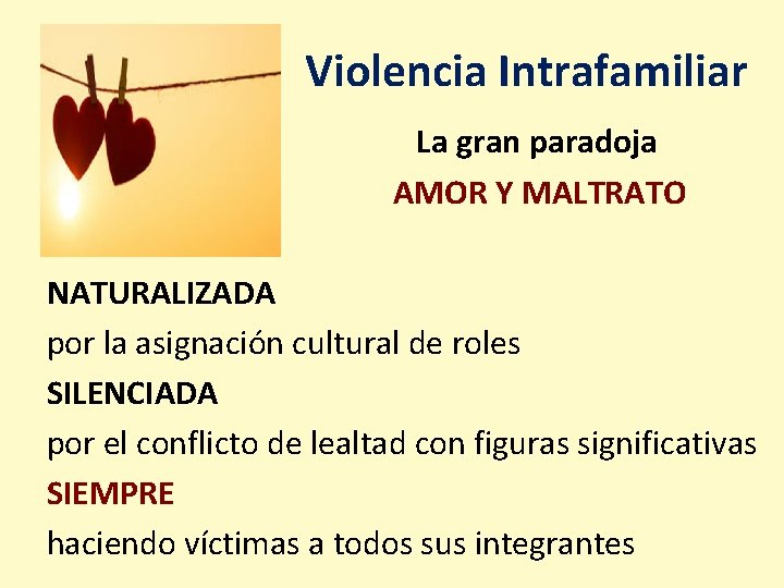 Violencia Intrafamiliar La gran paradoja AMOR Y MALTRATO NATURALIZADA por la asignación cultural de