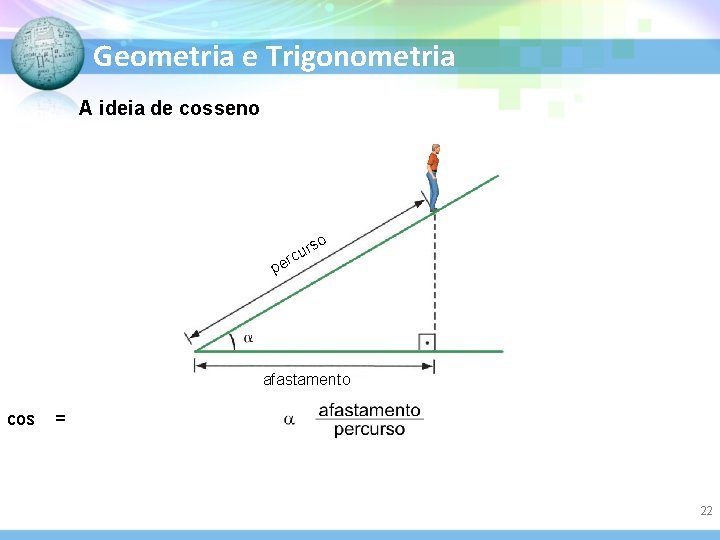 Geometria e Trigonometria A ideia de cosseno rs u c r o pe afastamento