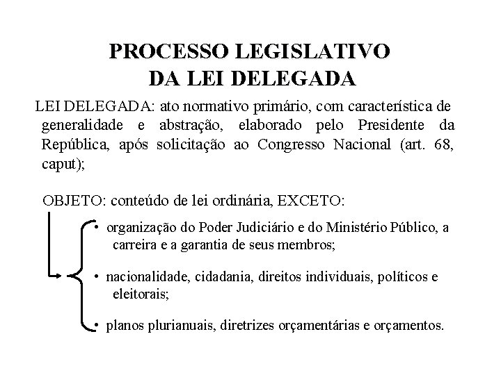 PROCESSO LEGISLATIVO DA LEI DELEGADA: ato normativo primário, com característica de generalidade e abstração, PROCESSO LEGISLATIVO DA LEI DELEGADA: ato normativo primário, com característica de generalidade e abstração,