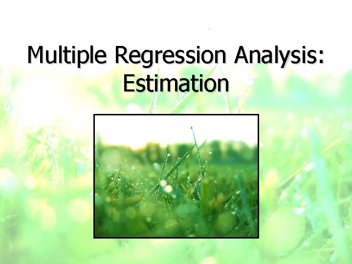 Multiple Regression Analysis: Estimation 