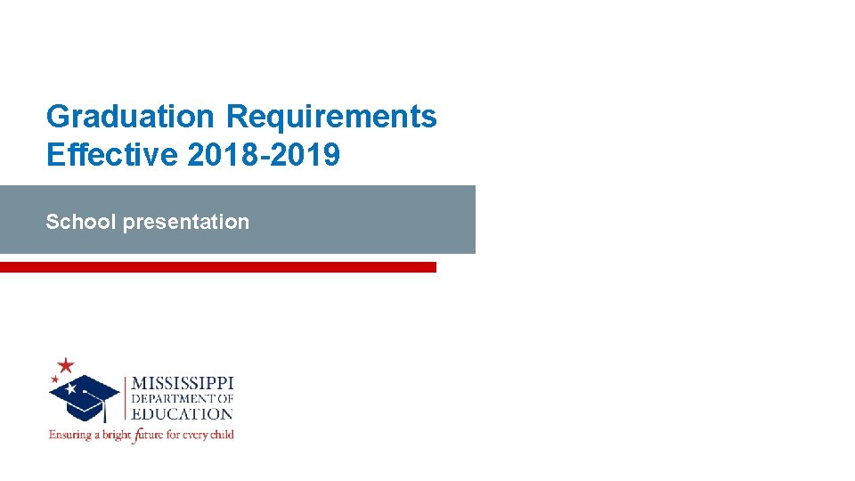 Graduation Requirements Effective 2018 -2019 School presentation 