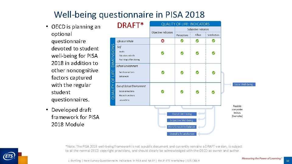 Well-being questionnaire in PISA 2018 • OECD is planning an optional questionnaire devoted to Well-being questionnaire in PISA 2018 • OECD is planning an optional questionnaire devoted to