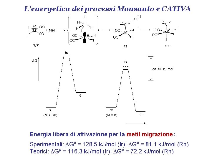 L’energetica dei processi Monsanto e CATIVA Energia libera di attivazione per la metil migrazione: