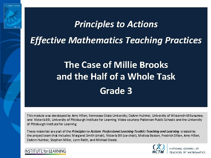 Principles to Actions Effective Mathematics Teaching Practices The Case of Millie Brooks and the