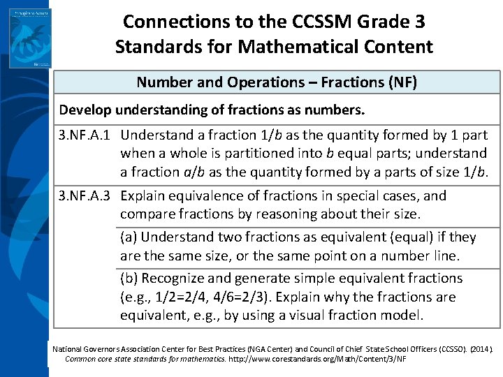 Connections to the CCSSM Grade 3 Standards for Mathematical Content Number and Operations –