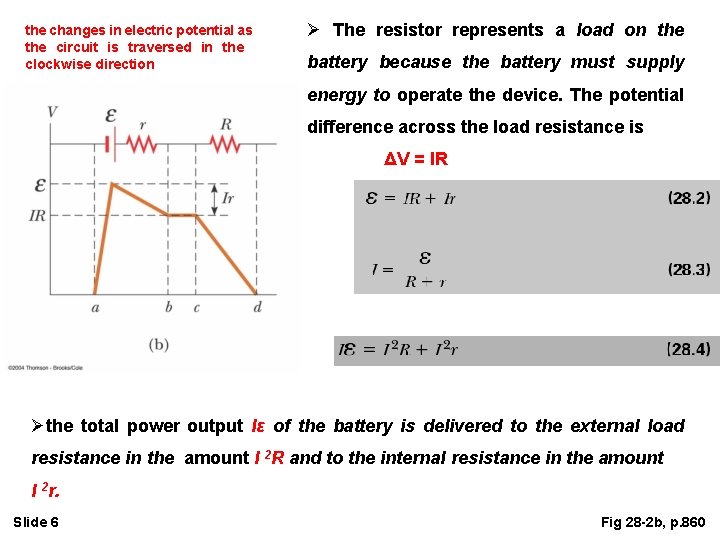 the changes in electric potential as the circuit is traversed in the clockwise direction