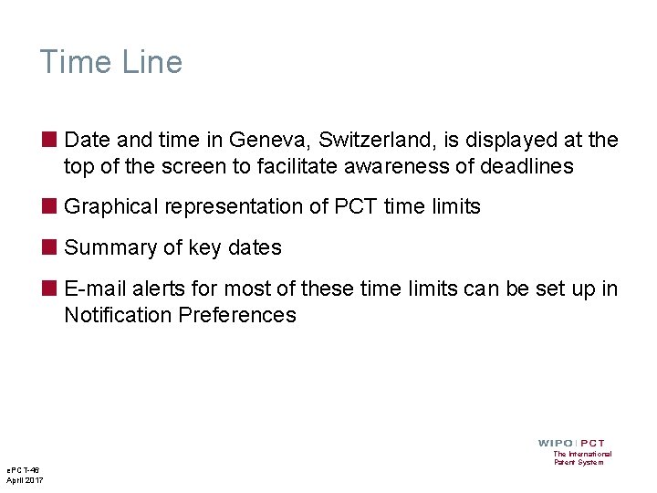 Time Line ■ Date and time in Geneva, Switzerland, is displayed at the top